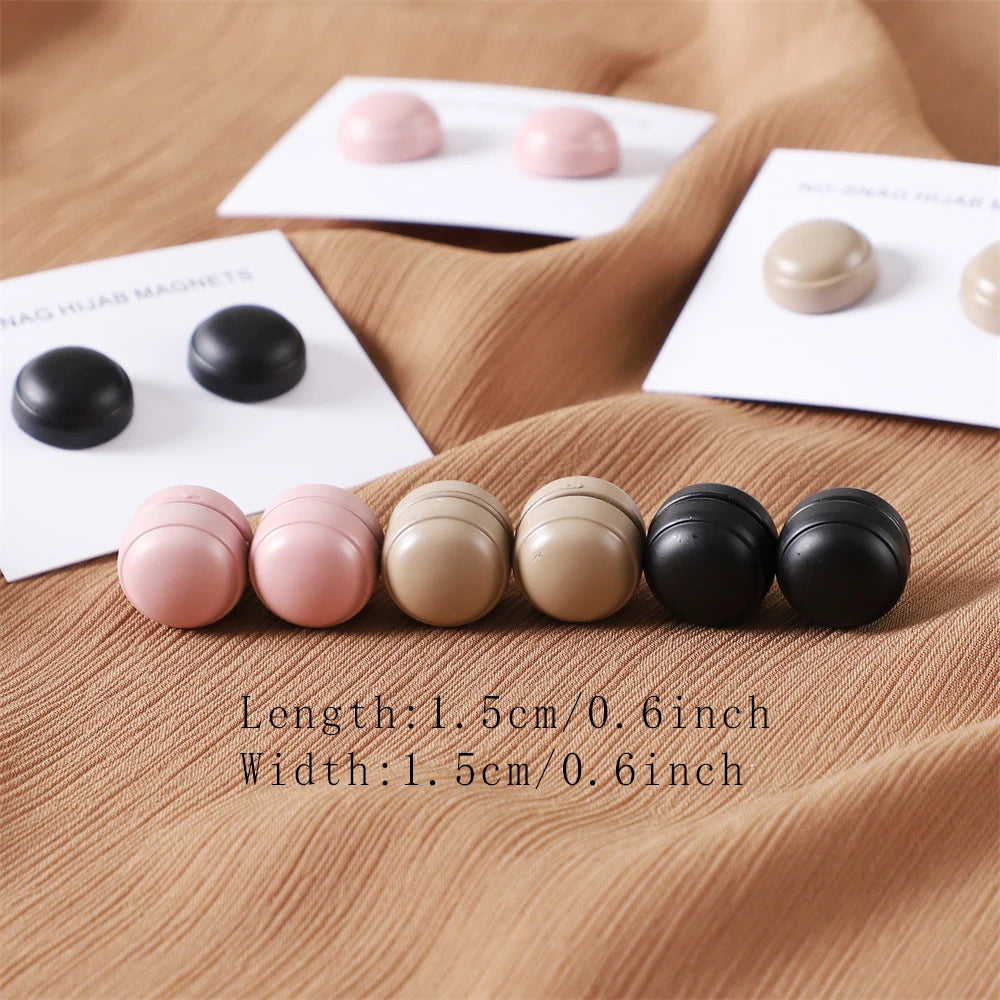 Magnetic Hijab Scarf Brooch Pins – Elegant Round Design, 2 Pairs