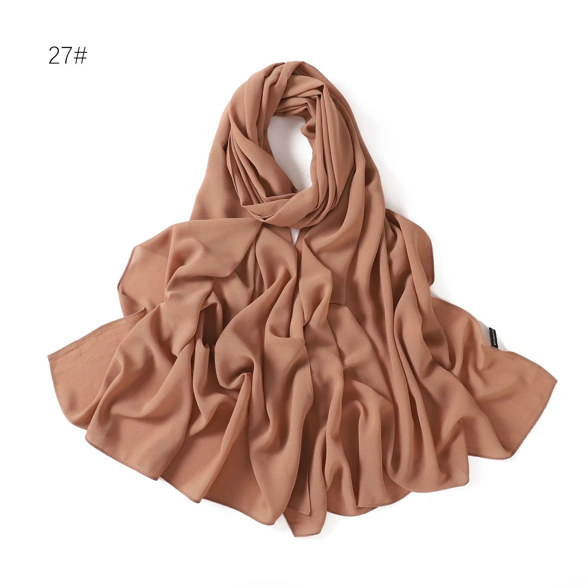 Solid Color Chiffon Hijab Shawl – Large 70x180cm