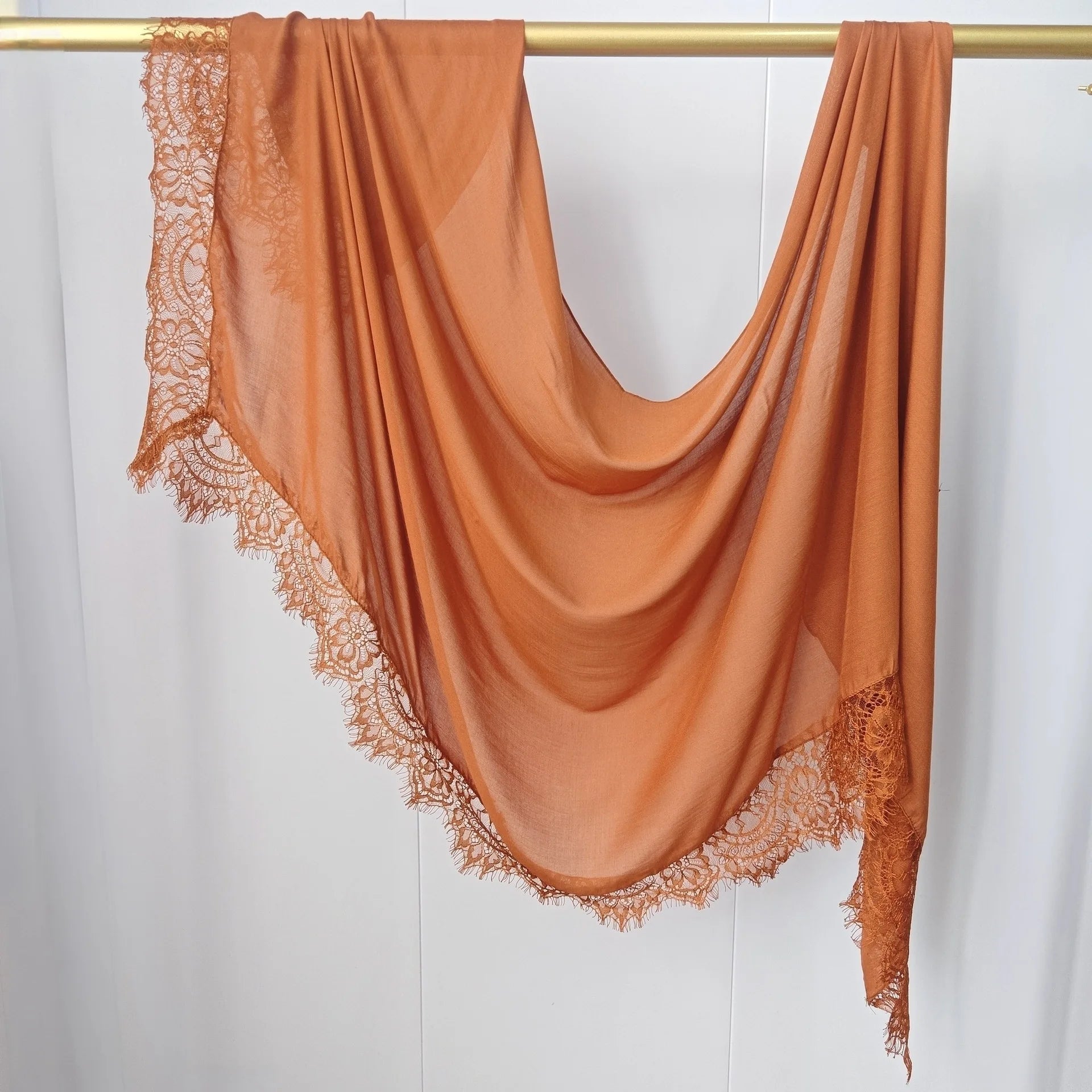 Lace Edge Modal Hijab Scarf – Breathable Cotton Turban Shawl