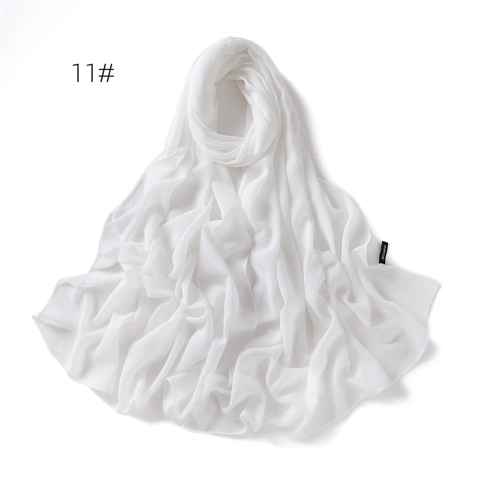 Solid Color Chiffon Hijab Shawl – Large 70x180cm
