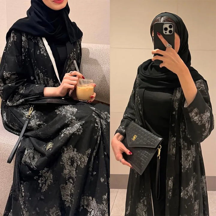 Women Open Abaya Cardigan – Long Arab Robe for Eid
