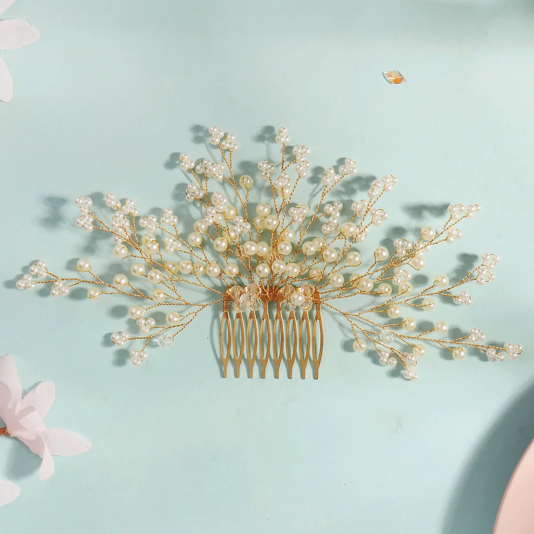 Elegant Pearl Hair Comb – Handmade Bridal Hairpin for Women & Girls