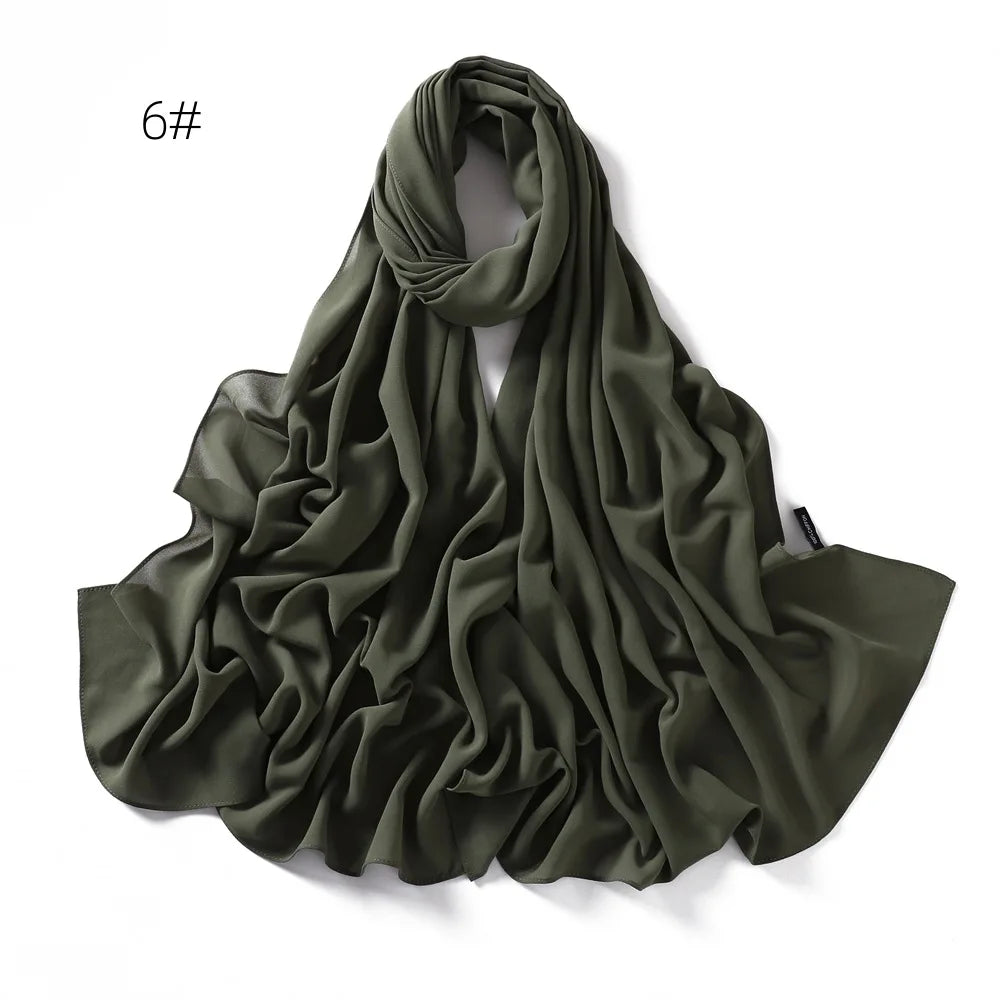 Solid Color Chiffon Hijab Shawl – Large 70x180cm