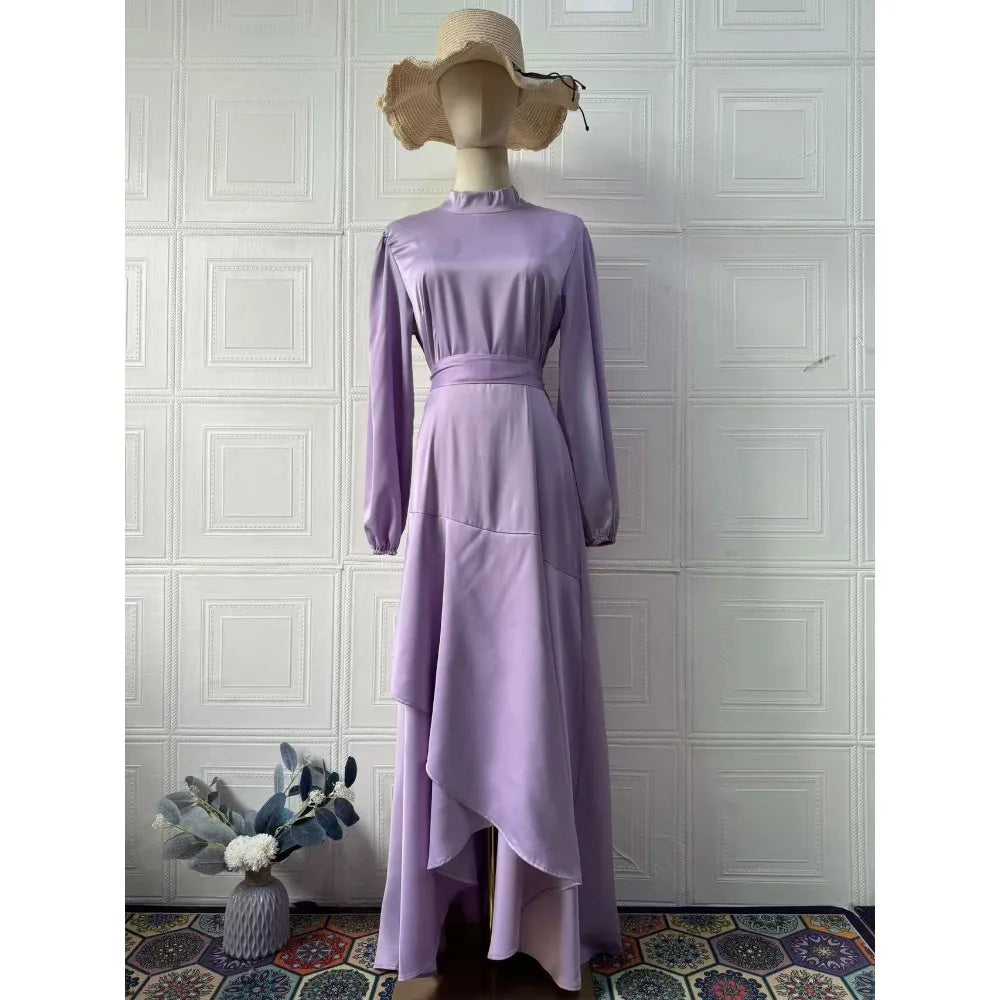 Eid Muslim Dress for Women Irregular Hem Ramadan Jalabiya Party Abaya