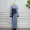 Summer Black Lace Overlay Feminine Modest Slim-Fit Muslimah Dress