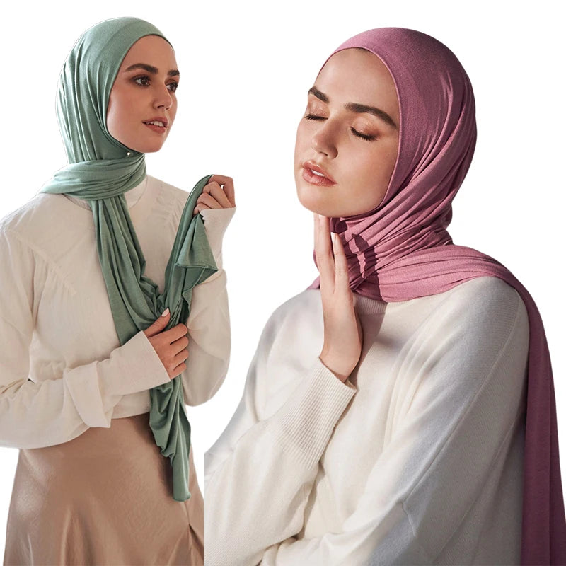 Jersey Modal Cotton Hijab – Soft Solid Color Long Scarf