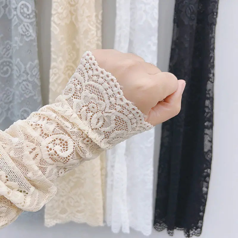 Women Lace Sunscreen Arm Sleeves Floral Lace Design