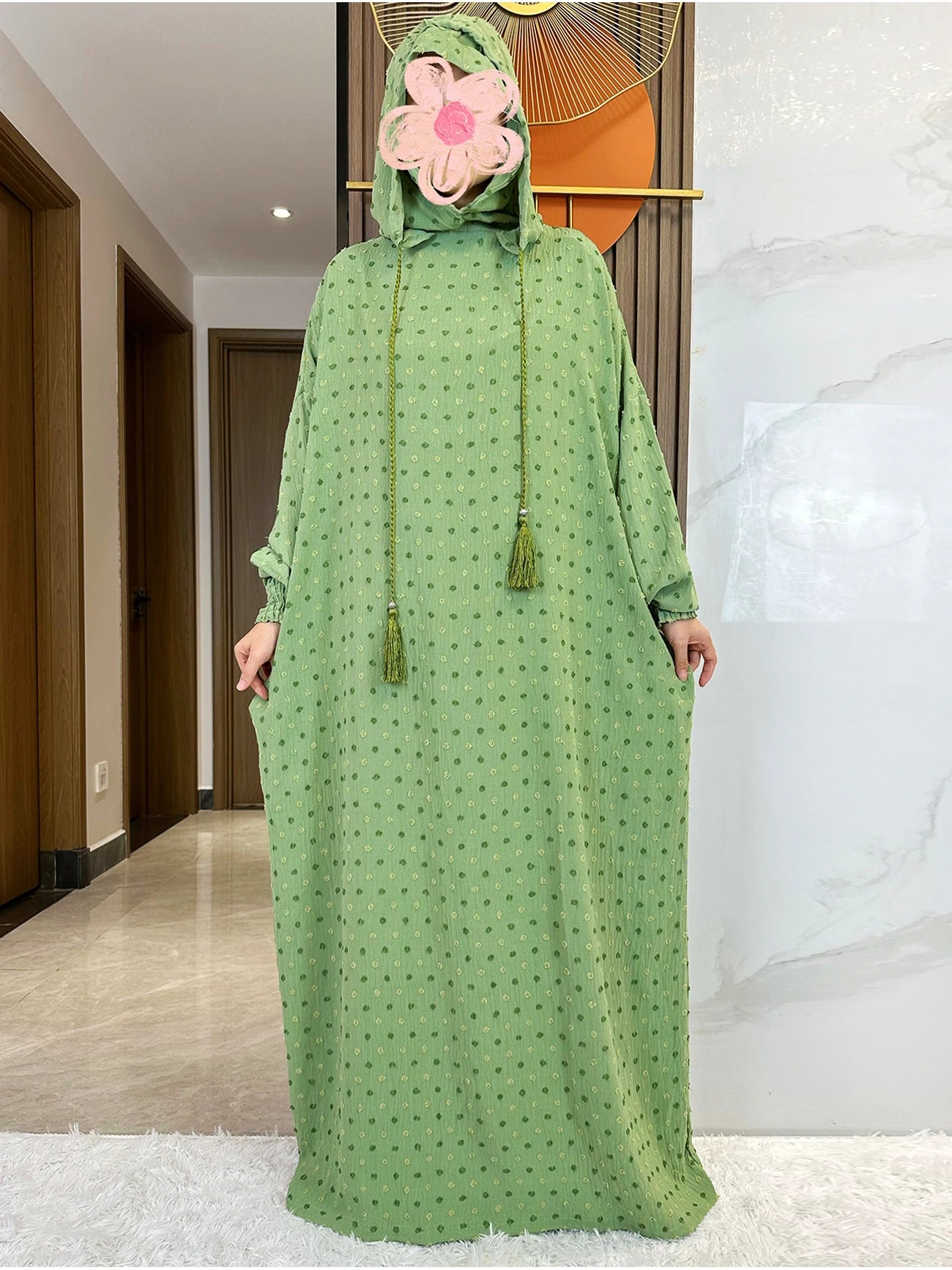 Latest Ramadan Soft Cotton Prayer Abaya Double Hats