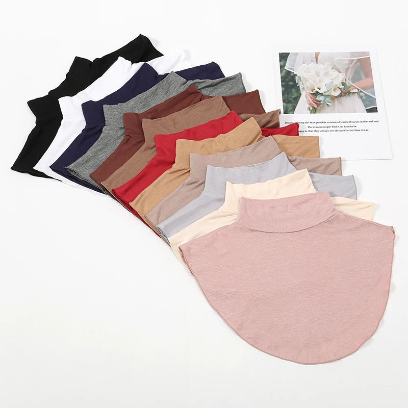 Womens Modal Turtleneck Fake Collar Islamic Hijab Extensions