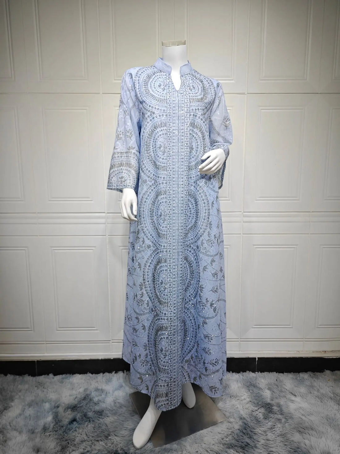 Eid Ramadan Women Dress Abaya Stand Collar Diamond Caftan Muslim Robe Jalabiya Ramadan Morocco Dubai Kaftan Vestidos Largos
