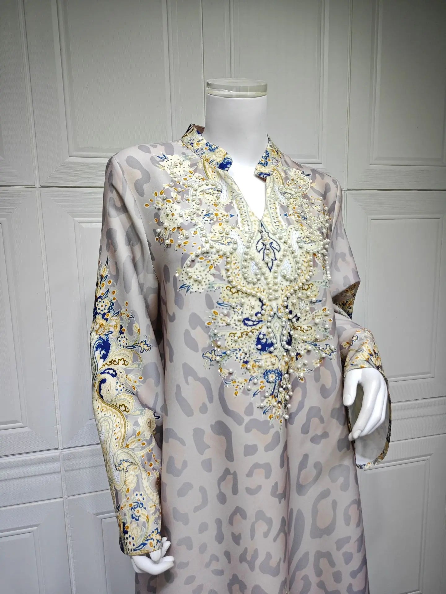 Floral Flare Abaya – Beaded Casual Eid Dress