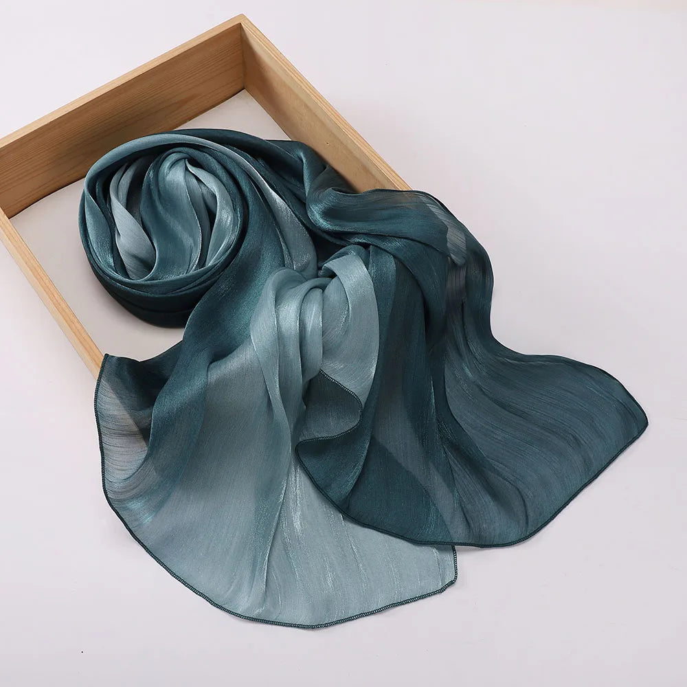 Luxury Two-Tone Gradient Satin Hijab – Elegant Shimmering Headscarf
