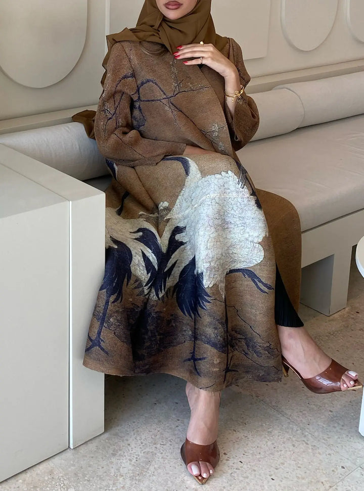 Miyaki Pleated Abaya Robe – Elegant Dubai Long Cardigan