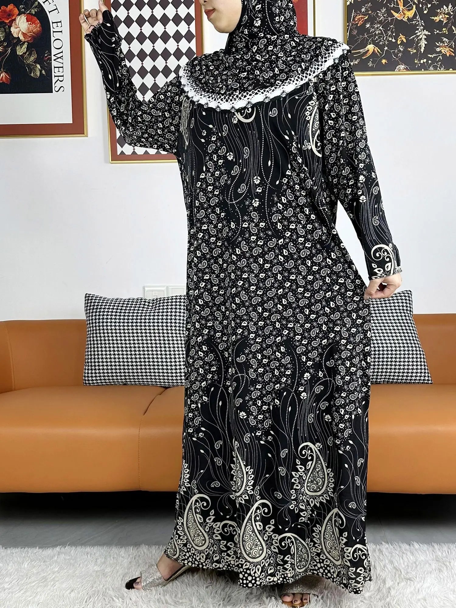 Muslim Solid Cotton Abaya For Women