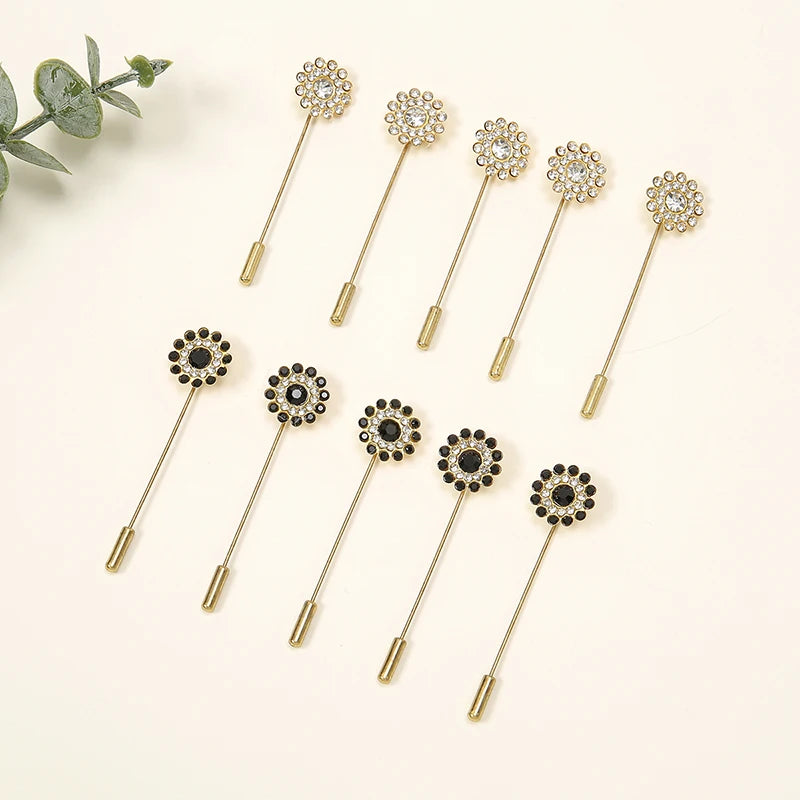 10-Piece Floral Diamond Hijab Brooch Set – Elegant Scarf Pins for Women