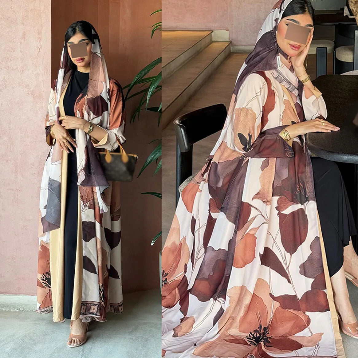 Printed Abaya Cardigan Robe – Eid Hijab Dress