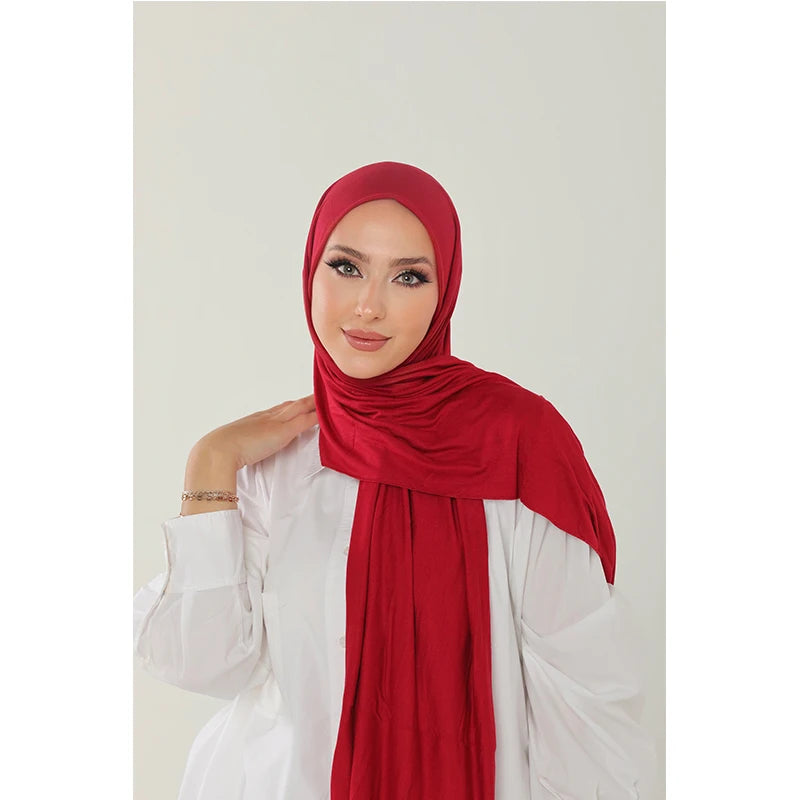 Soft Cotton Jersey Hijab – Long Plain Stretch Scarf