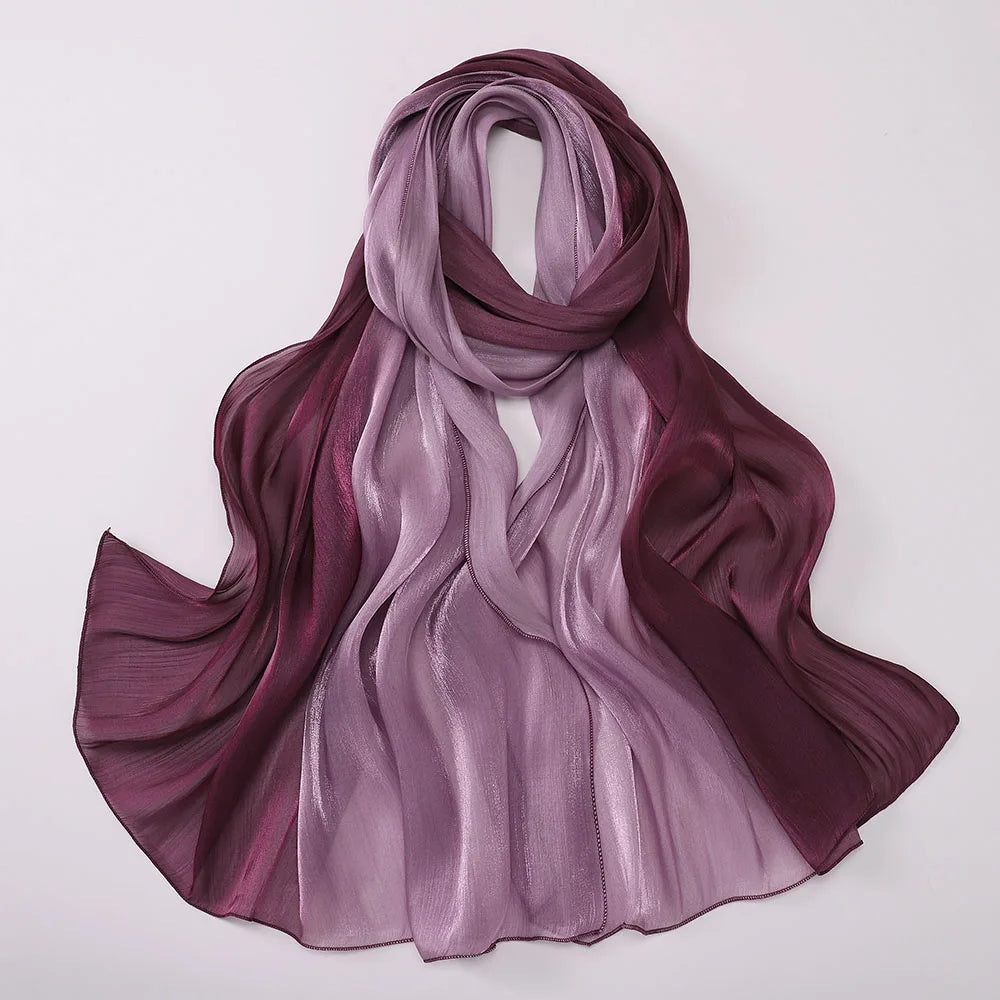 Luxury Two-Tone Gradient Satin Hijab – Elegant Shimmering Headscarf