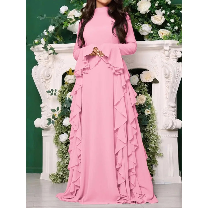 Eid Women Dress Muslim Abaya Ruffle Long Dresses