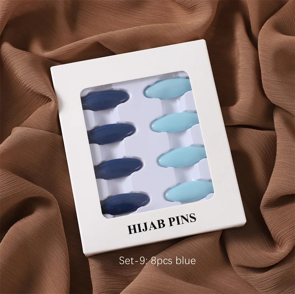 8-Piece Colorful Hijab Safety Pins – Secure Scarf Buckle & Brooch Set