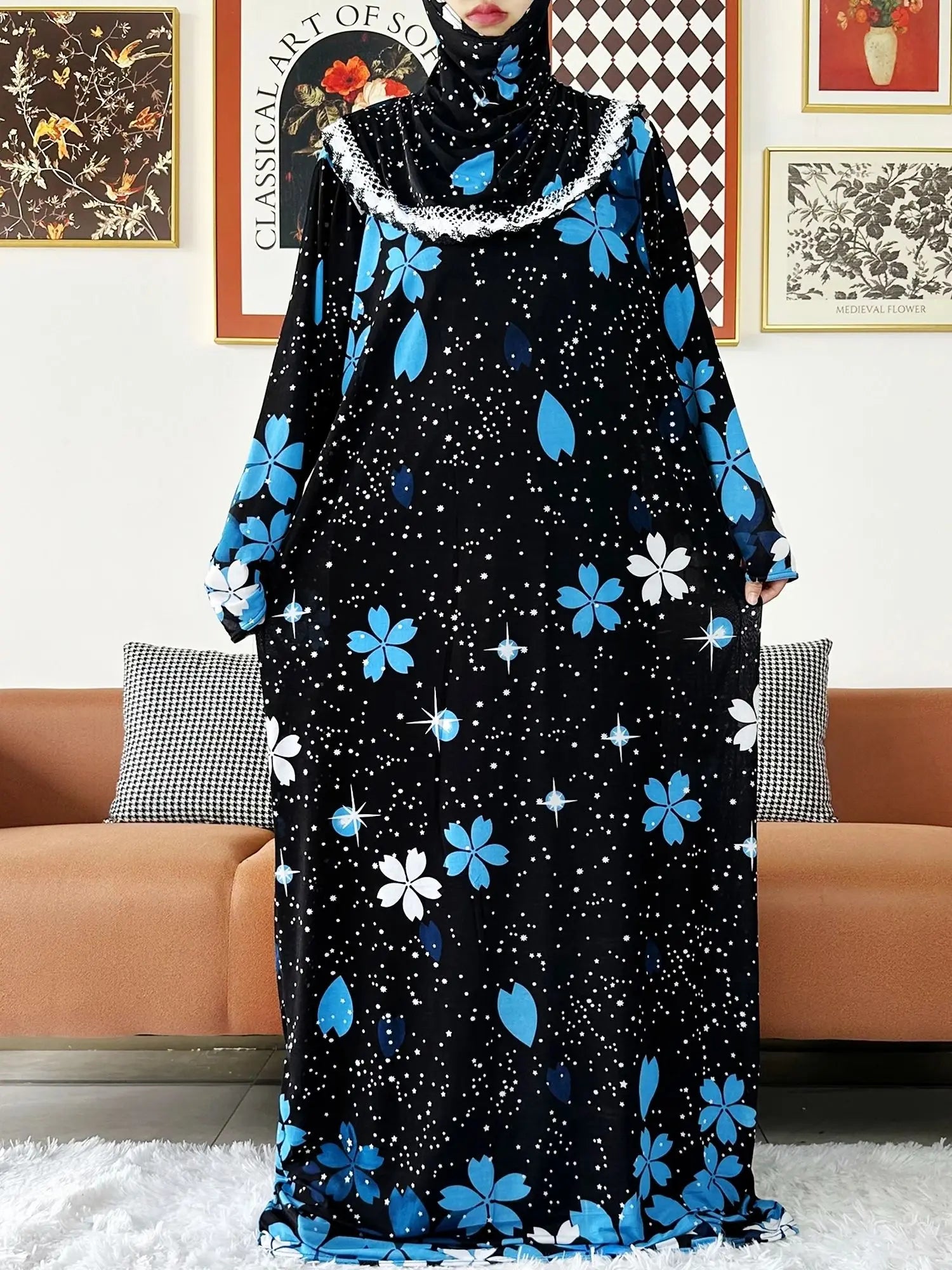 Muslim Solid Cotton Abaya For Women