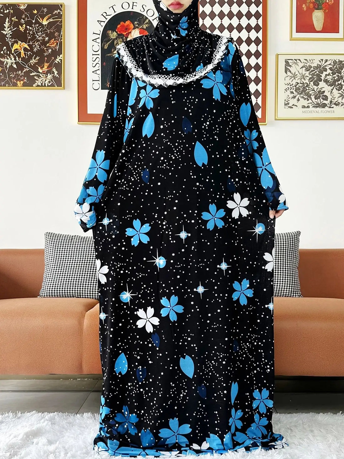 Muslim Solid Cotton Abaya For Women