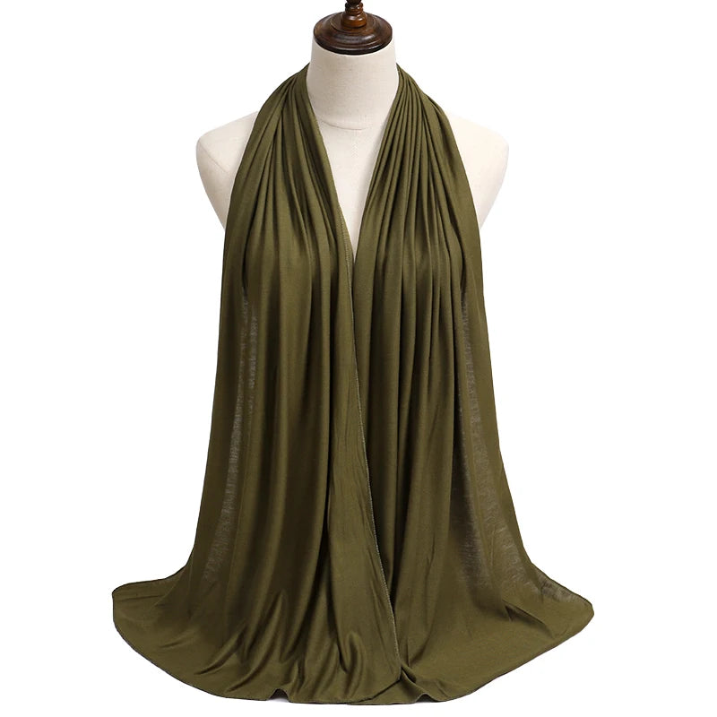 Jersey Modal Cotton Hijab – Soft Solid Color Long Scarf