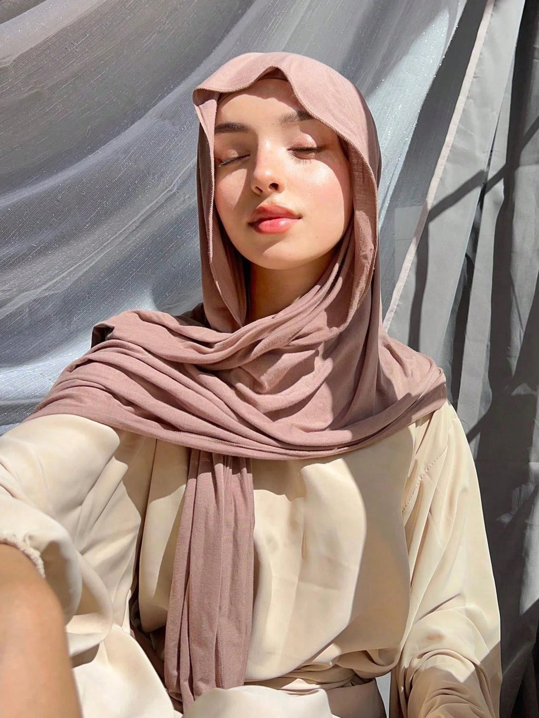 80×180cm Cotton Modal-Feel Hijab – Soft Stretch Long Scarf