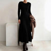 Women 2026 Autumn Winter Round Neck Fitted Cable Knit Sweater Maxi Dress
