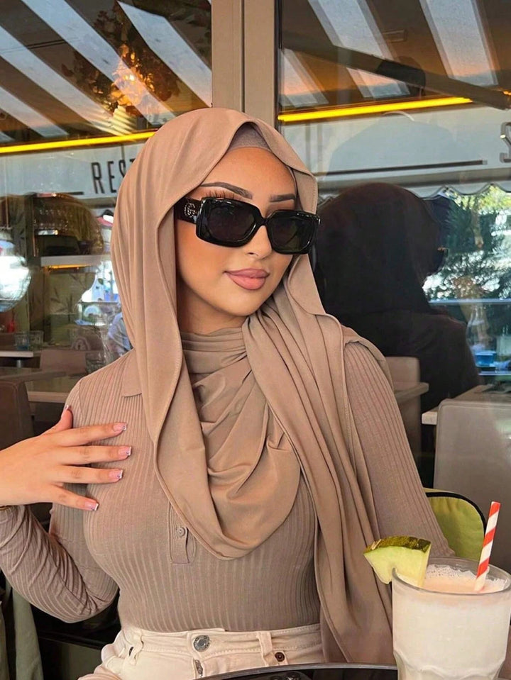 80×180cm Cotton Modal-Feel Hijab – Soft Stretch Long Scarf